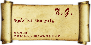 Nyéki Gergely névjegykártya